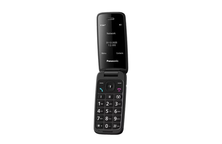 Panasonic KX-TU410EXB Cellulare 4G a Conchiglia Nero con Tasto SOS e Display 2,4"
