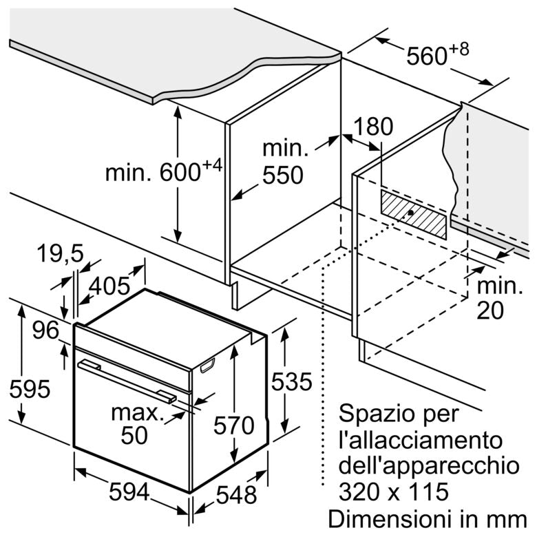 Bosch Serie 4 HQA334EB3 Forno con vapore da incasso 60 x 60 cm Nero Classe A+
