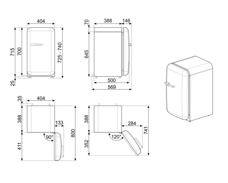 Smeg 50's Style frigorifero Libera installazione 34 L D Grigio