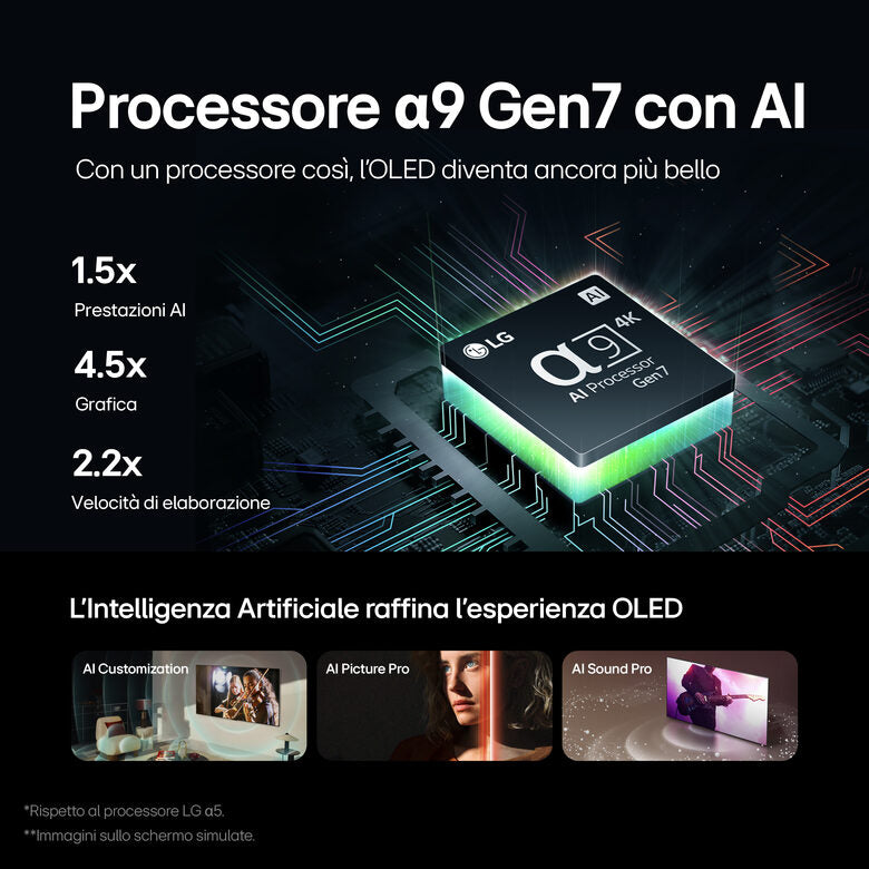 LG Oled77C44LA Televisione Smart TV 77" Pollici Oled Evo 4K Serie C4 Dolby Vision