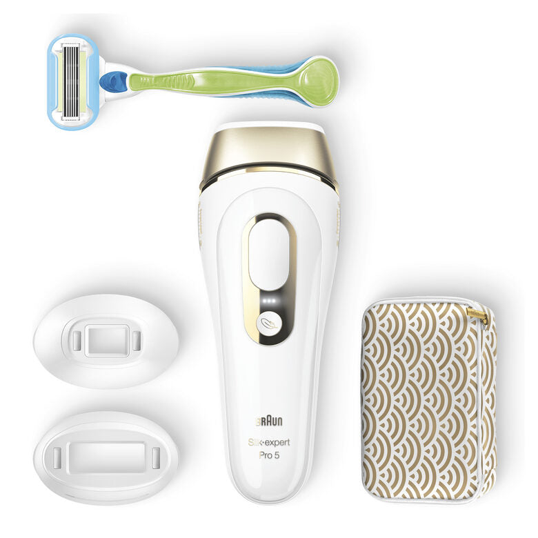 Braun Silk-expert Pro Silk expert Pro 5 PL5237, Epilatore Luce Pulsata IPL, Sistema di Epilazione Permanente dei Peli Visibili Uomo E Donna, Bianco/Oro