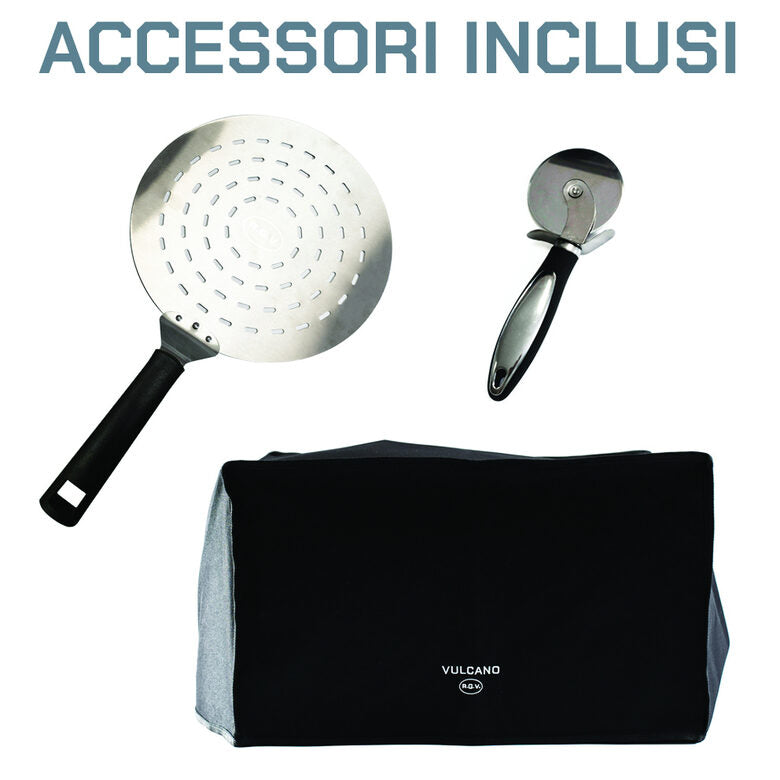 R.G.V. Forno Pizza Vulcano 33cm Piatto Girevole 450 Gradi Touchscreen Silver/nero