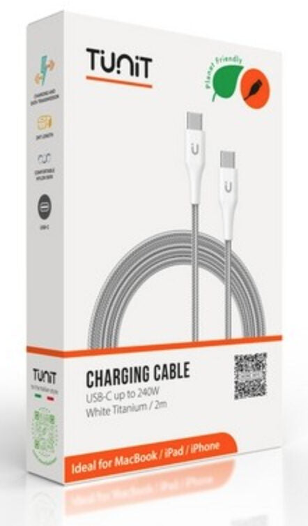 TUNIT TTCC2WH cavo USB 2 m USB C Titanio, Bianco