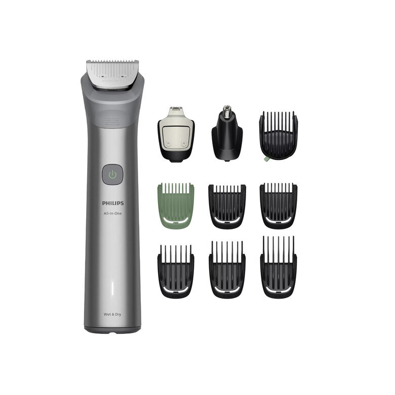 Philips All-in-One Trimmer Series 5000 MG5921/15 – Regolabarba e Tagliacapelli Multifunzione 10 in 1, Wet & Dry, Grigio Chiaro -