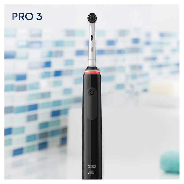 Oral-B Pro 3 Spazzolino Elettrico Ricaricabile - 3000 Nero. 1 Spazzolino + 1 Testina con setole al Carbone