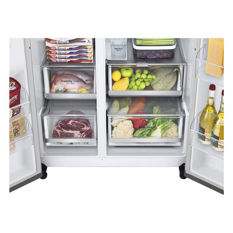 LG GSJV91PZAE frigorifero side-by-side Libera installazione 635 L E Metallico, Argento
