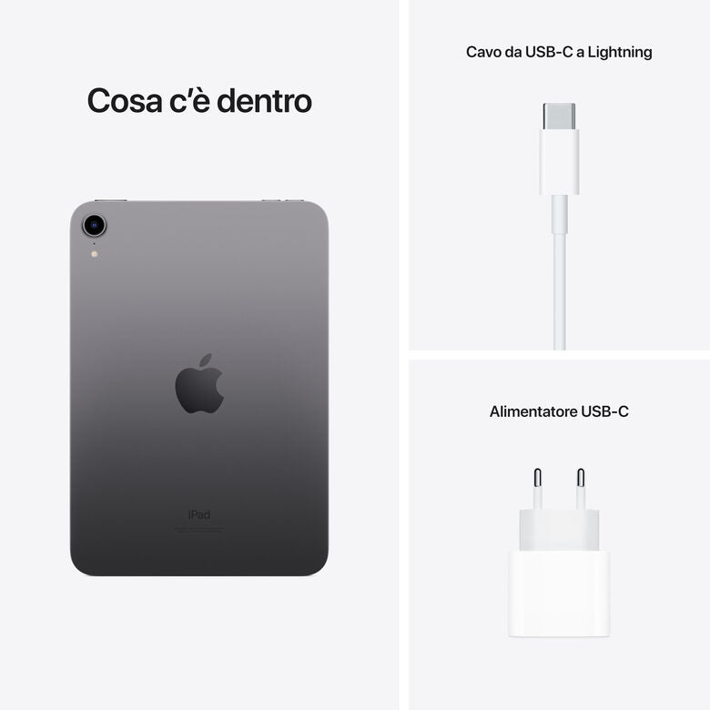 Apple iPad mini, 8.3" LED, 2266 x 1488, A15 Bionic, 256GB, 802.11ax Wi‑Fi 6, Bluetooth 5.0, Touch ID, 12MP + 12MP, iPadOS