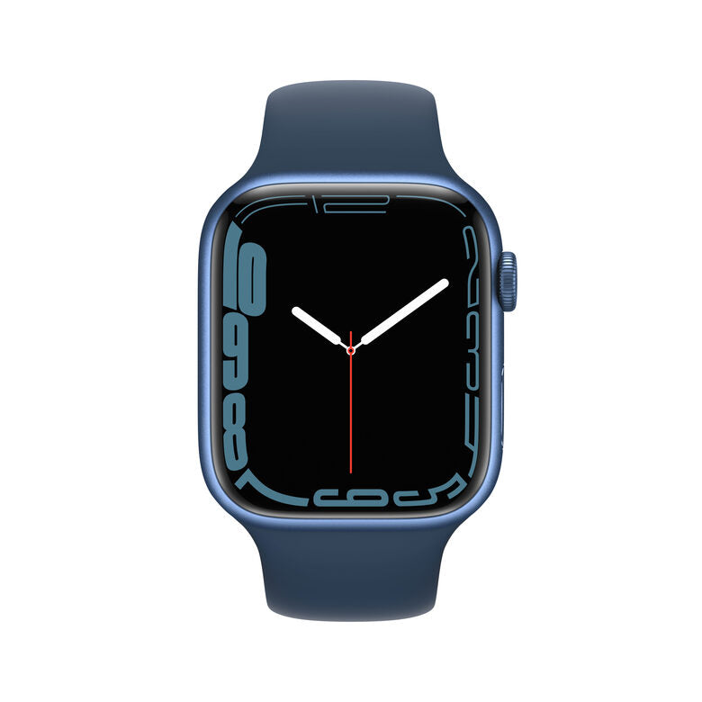 Apple Watch Series 7 GPS + Cellular, 45mm Cassa in Alluminio Blu con Cinturino Sport Azzurro