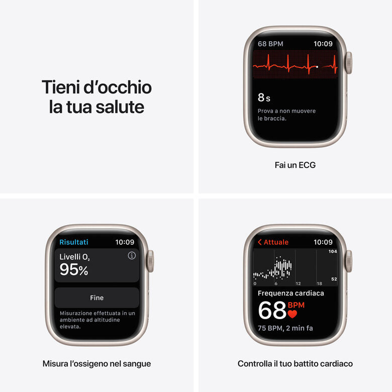 Apple Watch Nike Series 7 GPS + Cellular, 41mm Cassa in Alluminio Galassia con Cinturino Sport Platino Puro /Nero
