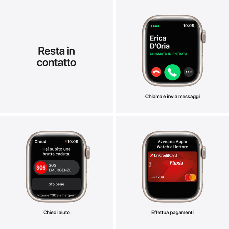 Apple Watch Nike Series 7 GPS + Cellular, 41mm Cassa in Alluminio Galassia con Cinturino Sport Platino Puro /Nero