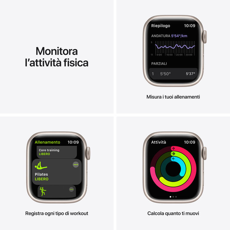 Apple Watch Nike Series 7 GPS + Cellular, 41mm Cassa in Alluminio Galassia con Cinturino Sport Platino Puro /Nero