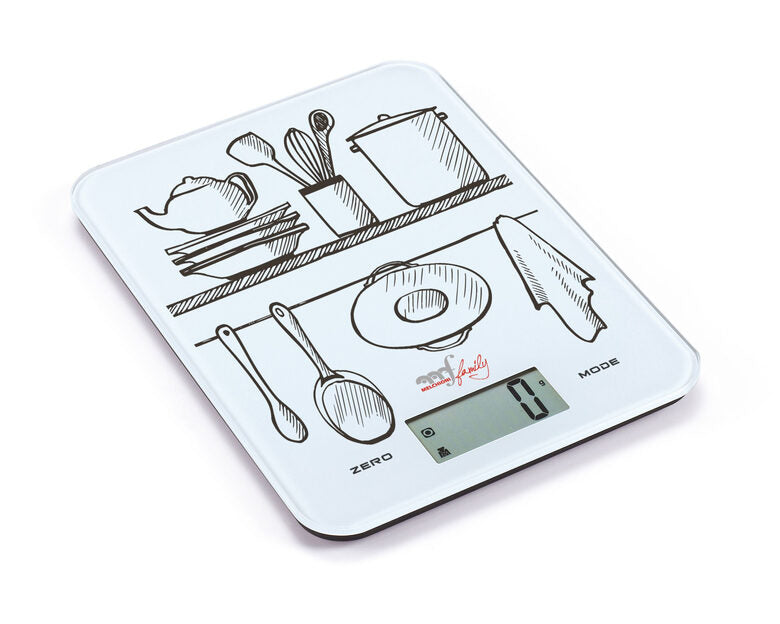 Melchioni Glass Bianco Superficie piana Rettangolo Bilancia da cucina elettronica