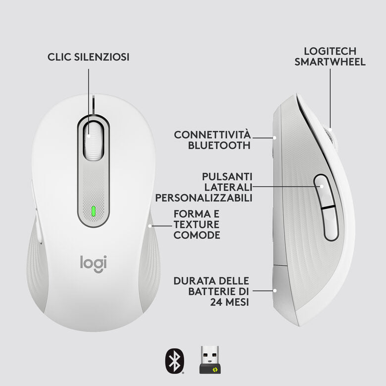Logitech Signature M650 mouse Mano destra RF senza fili + Bluetooth Ottico 4000 DPI