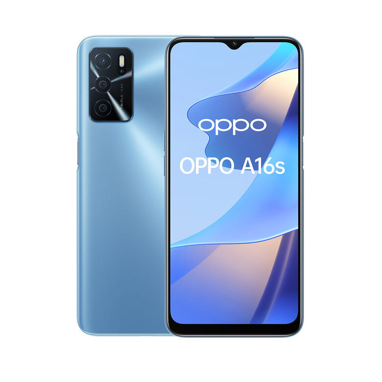 OPPO A16s Smartphone, NFC, AI Triple Camera 13+2+2 MP, 6.52” 60HZ Display, 5000mAh, SuperVOOC + Power Saving, RAM 4GB + ROM 64GB espandibile, ColorOS11.1, IPX4, [Versione Italiana], Pearl Bl