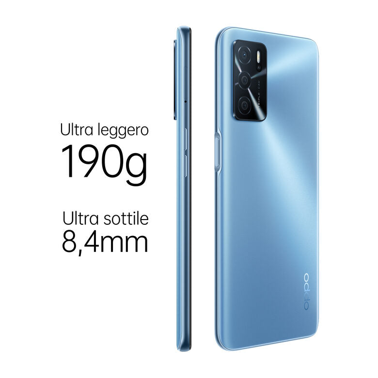 OPPO A16s Smartphone, NFC, AI Triple Camera 13+2+2 MP, 6.52” 60HZ Display, 5000mAh, SuperVOOC + Power Saving, RAM 4GB + ROM 64GB espandibile, ColorOS11.1, IPX4, [Versione Italiana], Pearl Bl