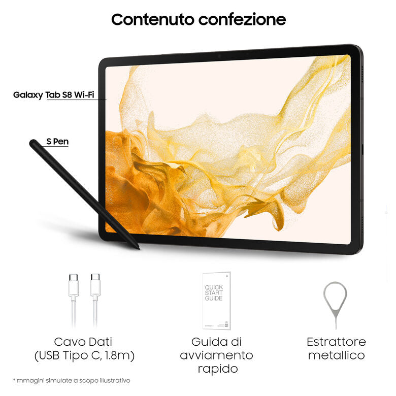 Samsung Galaxy Tab S8 Tablet Android 11 Pollici Wi-Fi RAM 8 GB 256 GB Tablet Android 12 Graphite [Versione italiana]
