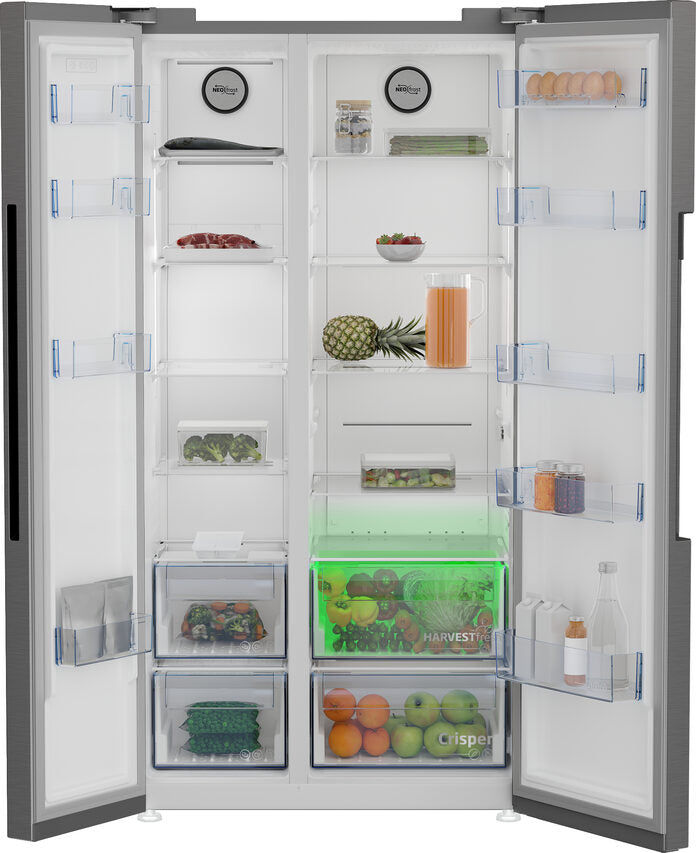Beko GN1603140XBN frigorifero side-by-side Libera installazione 580 L E Acciaio inossidabile