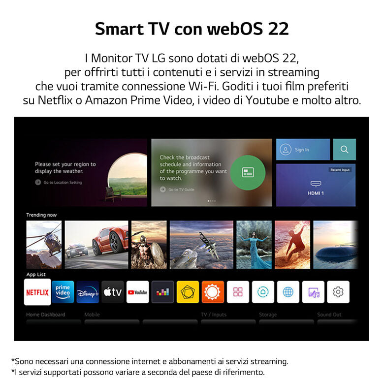 LG 24TQ510S Televisione Smart TV 24 Pollici Led WebOs Bianco