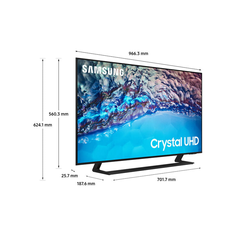 Samsung Series 8 TV Crystal UHD 4K 43” UE43BU8570 Smart TV Wi-Fi Black, Ultra sottile, Colori reali, Gaming mode, Suono dinamico