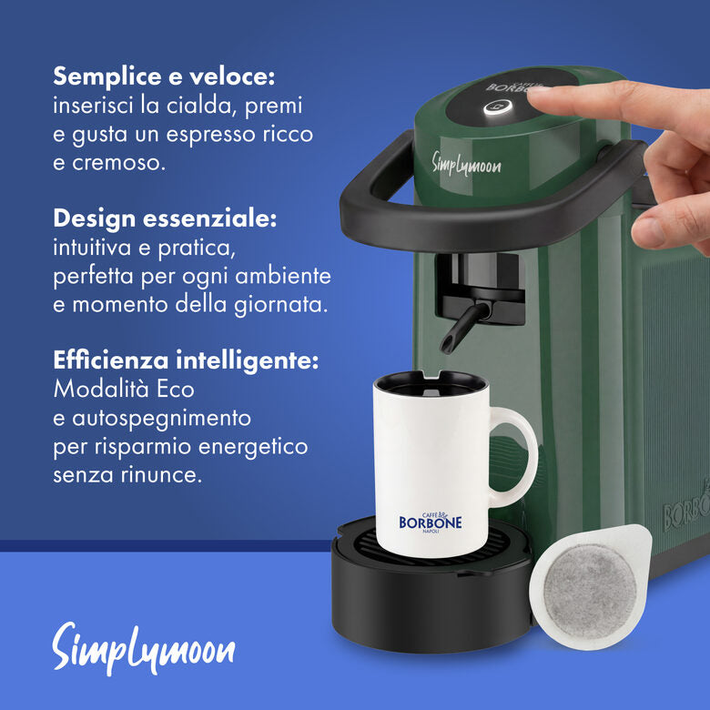 Caffè Borbone Macchina da Caffè a Cialde Simplymoon Verde ESE 44 mm 15 bar 0,9 L 650 W