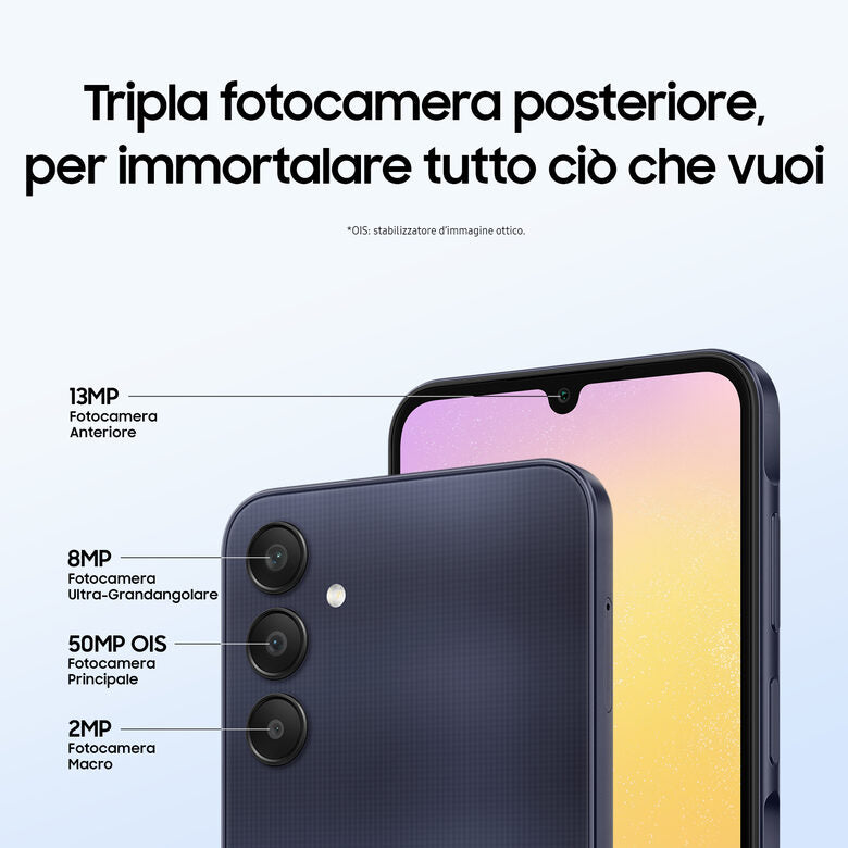 Samsung Galaxy A25 5G Display sAMOLED 6.5" FHD+, Android 14, 8GB RAM, 256GB, Batteria 5.000 mAh, Memoria espandibile fino a 1TB, Yellow