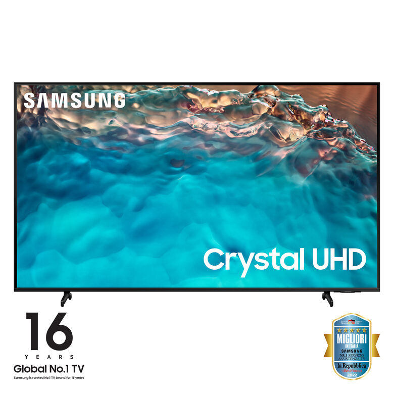 Samsung Series 8 TV Crystal UHD 4K 85” UE85BU8070 Smart TV Wi-Fi Black, Processore Crystal 4K, HDR, Colori reali, Suono ottimizzato