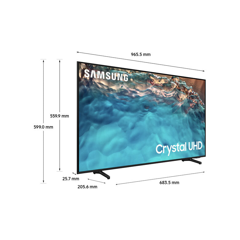 Samsung Series 8 TV Crystal UHD 4K 43” UE43BU8070 Smart TV Wi-Fi Black, Processore Crystal 4K, HDR, Colori reali, Suono ottimizzato