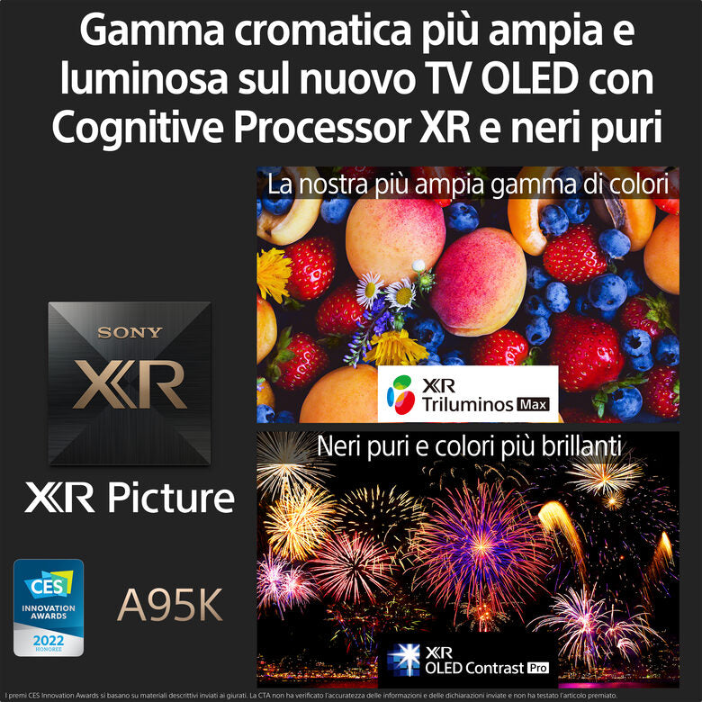 Sony XR-55A95K Televisione Smart TV 55 Pollici Oled 4K Hdr Google TV Bravia XR Ultra HD Nero