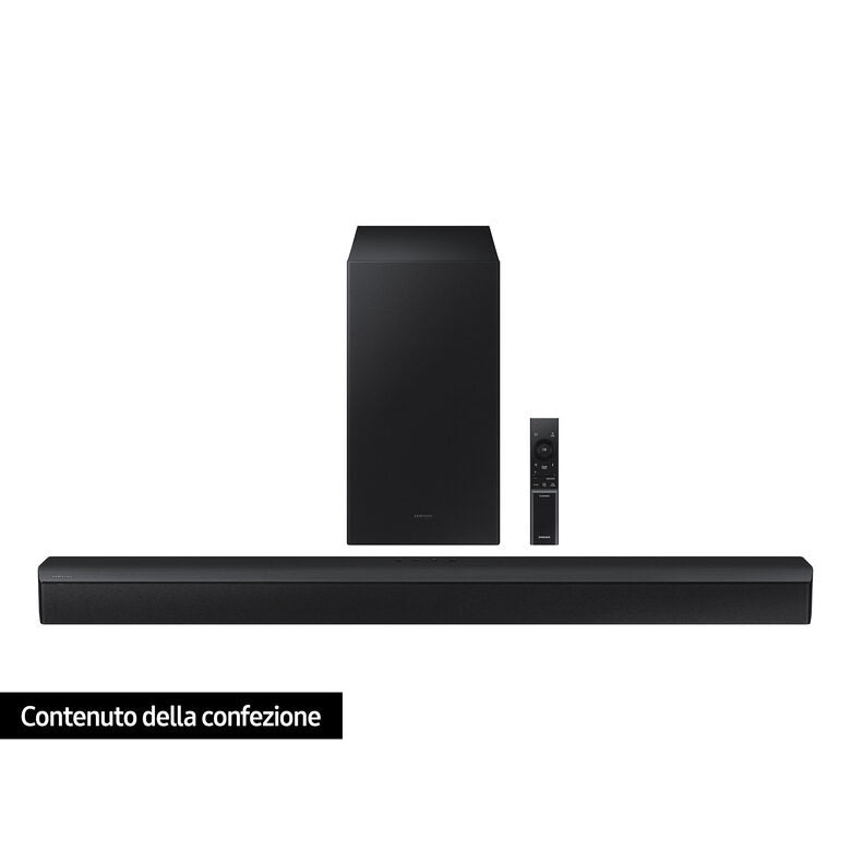 Samsung Soundbar HW-B450/ZF con subwoofer 2.1 canali 300W, bassi profondi, effetto surround, suone ottimizzato, unico telecomando