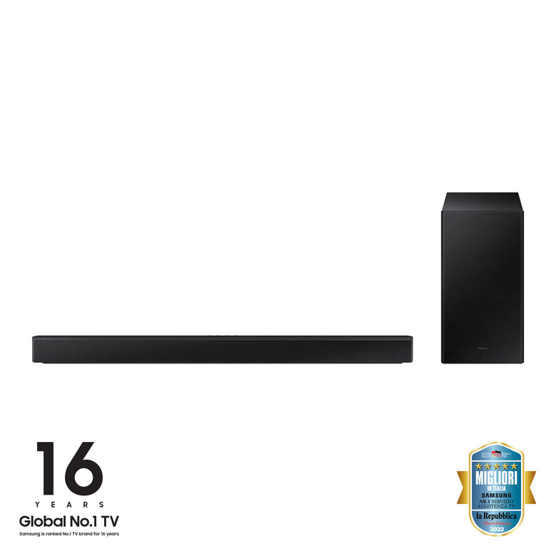 Samsung Soundbar HW-B450/ZF con subwoofer 2.1 canali 300W, bassi profondi, effetto surround, suone ottimizzato, unico telecomando