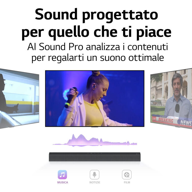 LG Soundbar S60Q 300W 2.1 canali, Dolby Atmos Virtual, 4K Pass Through