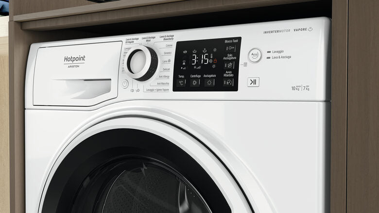 Hotpoint NDB 10725 WA IT lavasciuga Libera installazione Caricamento frontale Bianco E