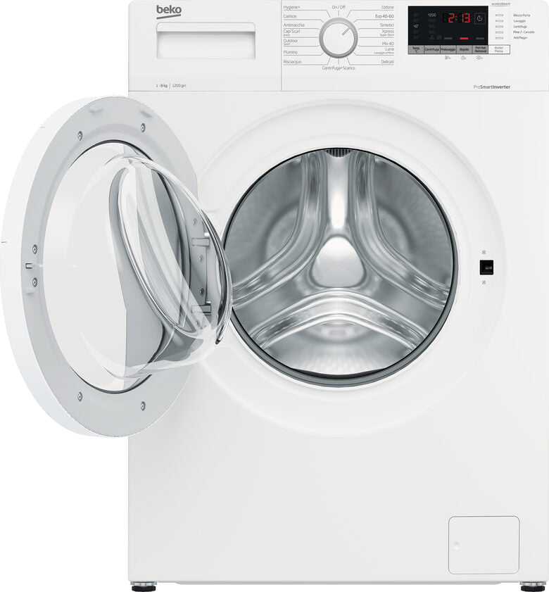 Beko WUX81282WI/IT Lavatrice A Libera Installazione 8 Kg, 1200 Giri, AquaWave®, AntiCrease®, Classe A, Bianco