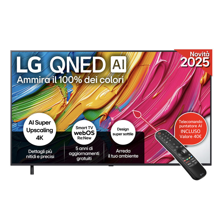 LG QNED AI 65QNED80A6A TV Serie QNED80 65'' 4K, α7 Gen8, HDR10, 20W, 3 HDMI con Game Optimizer, Smart TV WebOS 25
