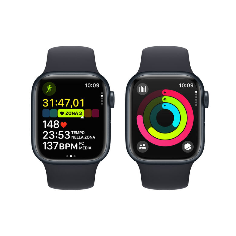 Apple Watch Series 9 GPS Cassa 41mm in Alluminio Mezzanotte con Cinturino Sport Mezzanotte - S/M
