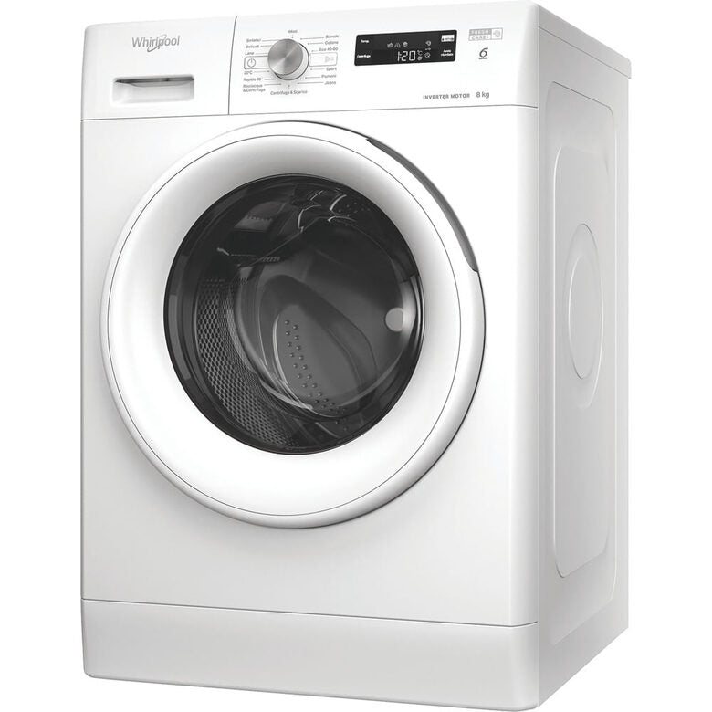 Whirlpool  FFS P87 IT Lavatrice A Libera Installazione 8 Kg, 1200 Giri, Classe A-10%, Bianco, Inverter Display Vapore Refresh