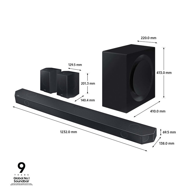 Samsung Soundbar HW-Q990C/ZF Serie Q, 22 speaker, Wireless Dolby Atmos, Audio a 11.1.4 canali, Q-Simphony, Compatibile con Alexa e Google Assistant, Black