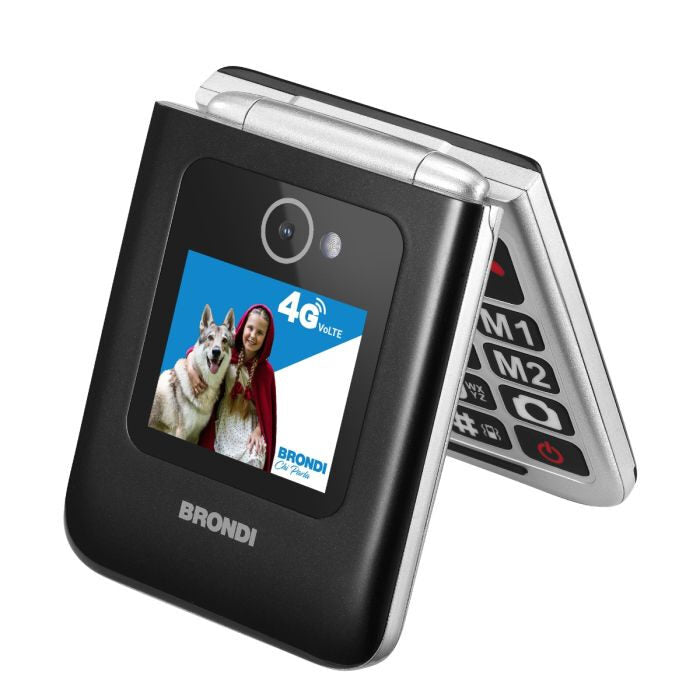 Brondi AMICO TUO 4G 6,1 cm (2.4") Nero, Metallico Telefono per anziani