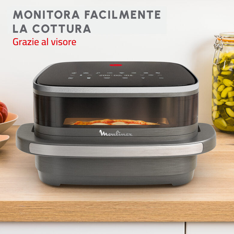 Moulinex Easy Fry XL Surface, Friggitrice ad Aria 1kg, Grande Superficie di Cottura, Doppia Resistenza, Visore per Monitorare la Cottura