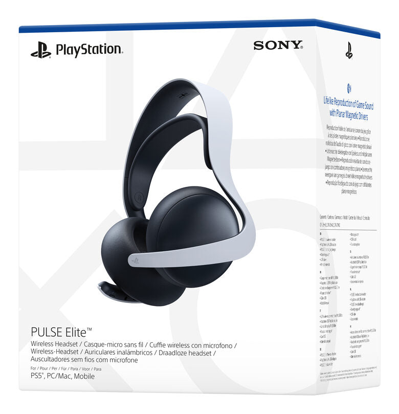 Sony PULSE Elite Auricolare Con cavo e senza cavo A Padiglione Gaming Bluetooth Base di ricarica Nero, Bianco