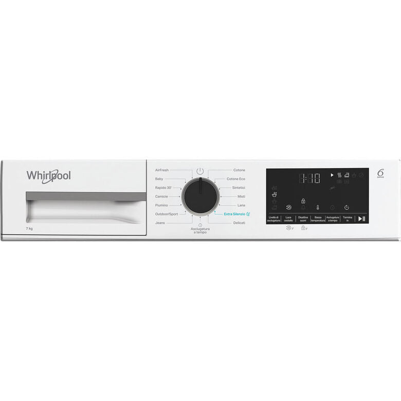 Whirlpool C WD R47M WBS IT, Capacità 7kg, classe C, colore White, Display digitale XL, porta nera, Slim | Profondità mobile: 46 cm, Wi-Fi