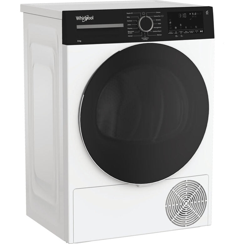 Whirlpool C WSD 83M WBS IT Asciugatrice Slim A Libera Installazione 8 Kg, Motore Inverter, Tecnologia 6° Senso, Display Digitale XL, Classe D, Bianco