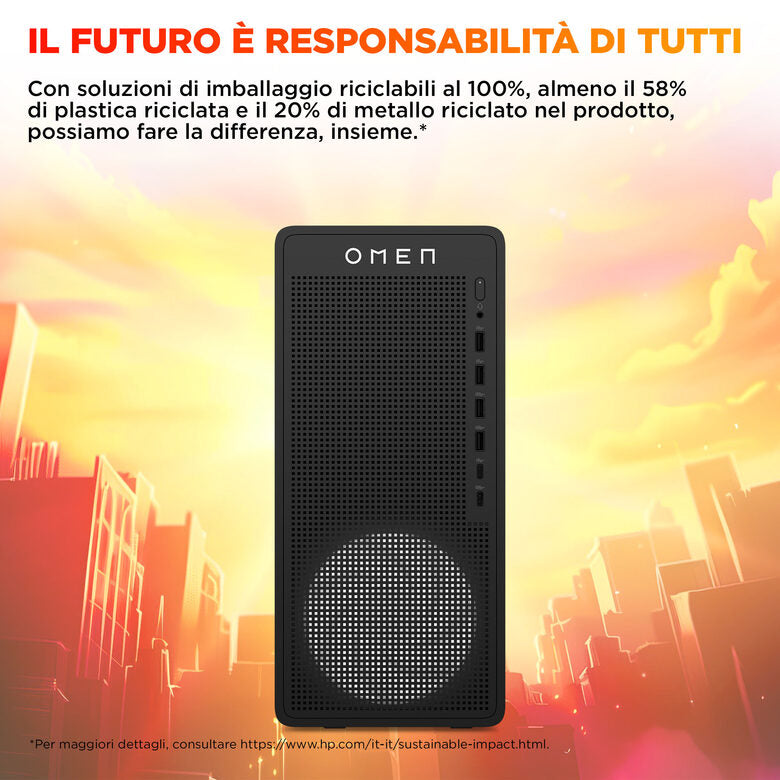HP OMEN 16L Gaming Desktop PC TG03-0056nl PC AMD Ryzen™ 7 8700F 16 GB DDR5-SDRAM 512 GB SSD Windows 11 Home Tower AI PC Nero