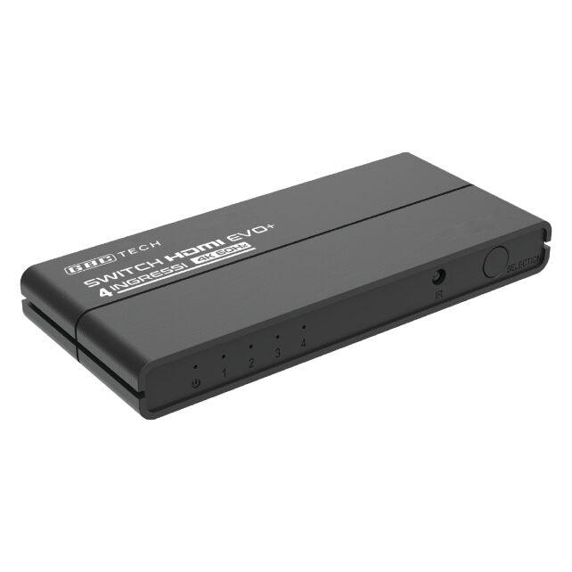 GBC Switch HDMI 4K 60 Hz HDR 4 Ingressi 1 Uscita 18 Gbps con Telecomando Nero