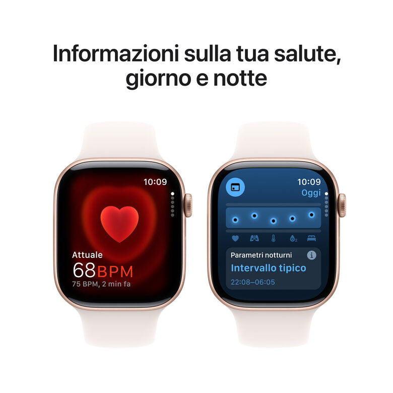 APPLE Watch Series 10 GPS 46mm in alluminio color oro rosa con cinturino Sport rosa fard - S/M