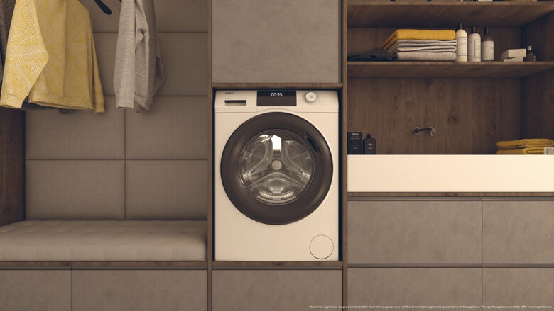 Haier HW80-BP14929A-S I-Pro Serie 1 Lavatrice A Libera Installazione 8 Kg, 1400 Giri, AI Power Drive Inverter Motor, Pillow Drum, Classe A, Bianco