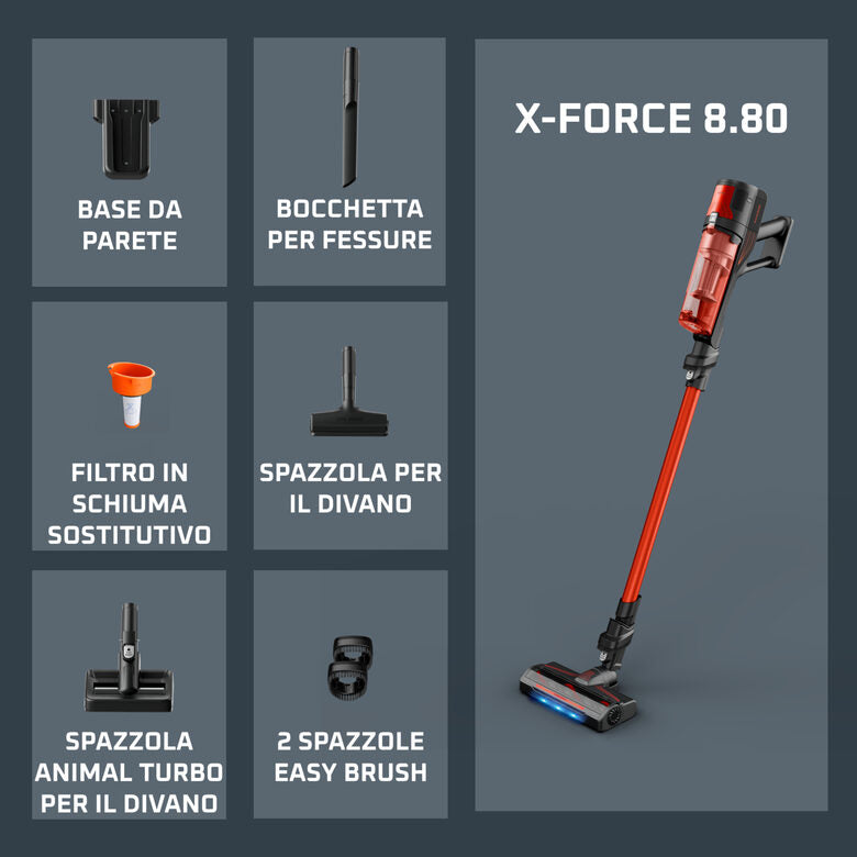 Rowenta X-FORCE 8.80, Aspirapolvere Senza Filo, 100 AW, Modello Animal Care, RH1872