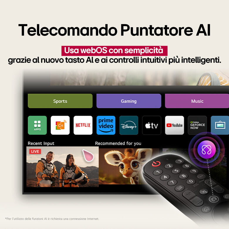 LG QNED AI 75QNED80A6A TV Serie QNED80 75'' 4K, α7 Gen8, HDR10, 20W, 3 HDMI con Game Optimizer, Smart TV WebOS 25