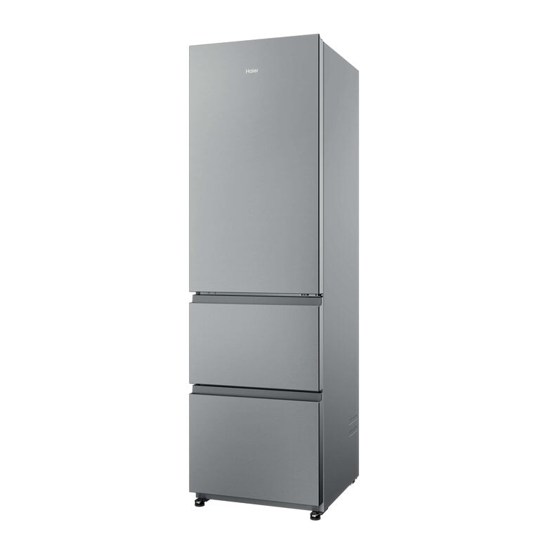 Haier HTR3518ENMX Frigorifero Combinato A Libera Installazione, No Frost, Tecnologia Haier Air Surround, Cassetti Direct Access, Classe E, Acciaio Inox