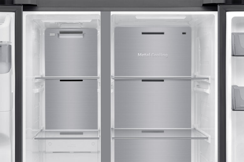 Samsung RS70F64KETEF Frigorifero Side By Side A Libera Installazione, Compressore AI Inverter, Smartthings Energy, AI Hybrid Cooling, Classe E, Acciaio